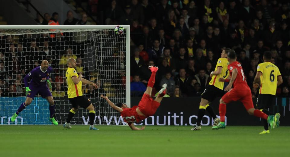  Emre Can pulled off one of the goals of the season with a bicycle kick