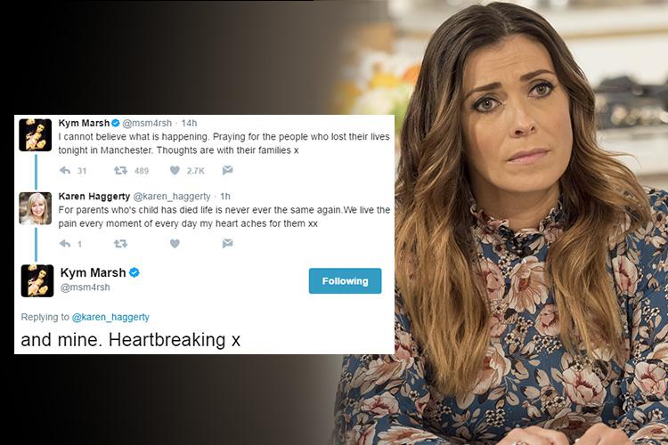  Soap actress Kym Marsh expressed her grief after the attack