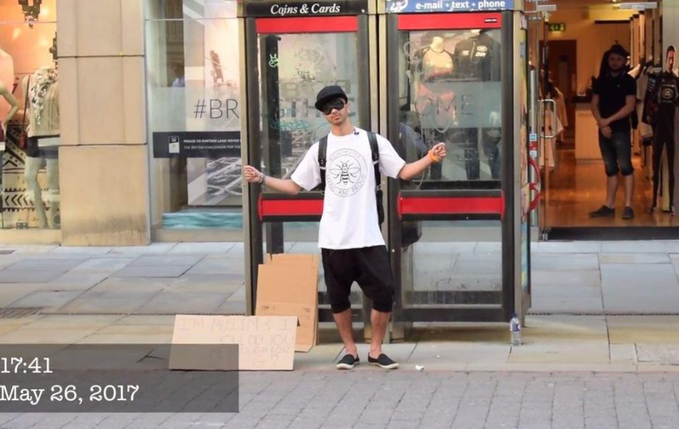  Muslim Baktash Noori, who stood in the centre of Manchester blindfolded asking people for hugs