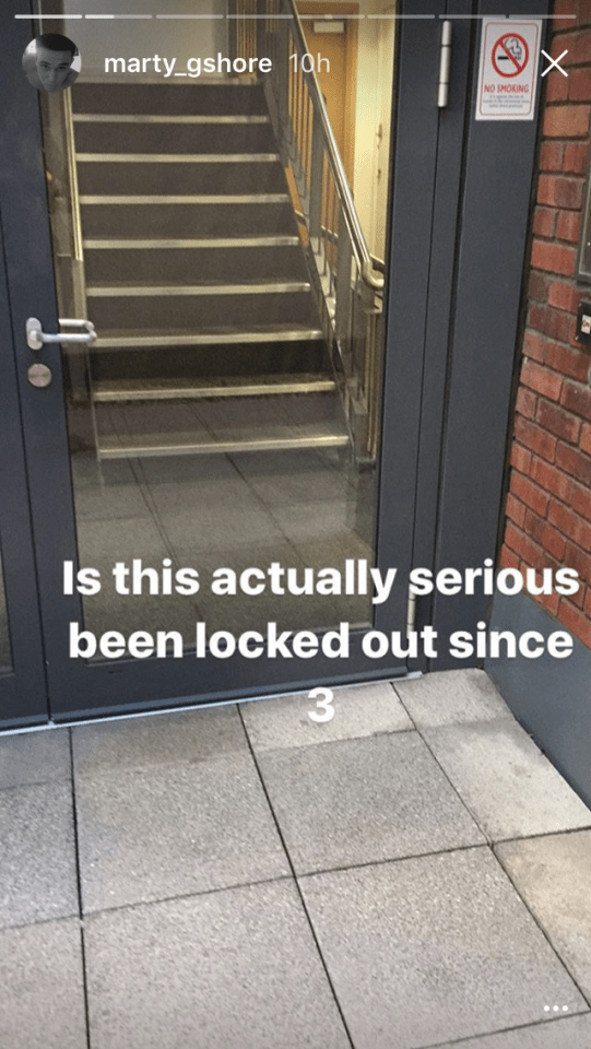  Marty shared photos and video of himself being locked out of a building before sharing the eviction note