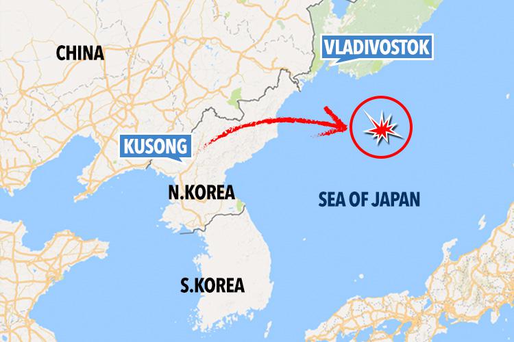  The missile reportedly travelled 435 miles for 30 minutes before going down just 60 miles off the Russian coast, near Vladivostock, Russia