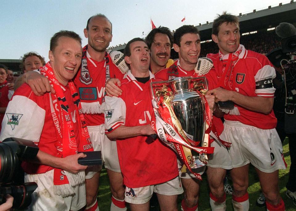 Arsenal's incredible backline celebrate Premier League success in 1998