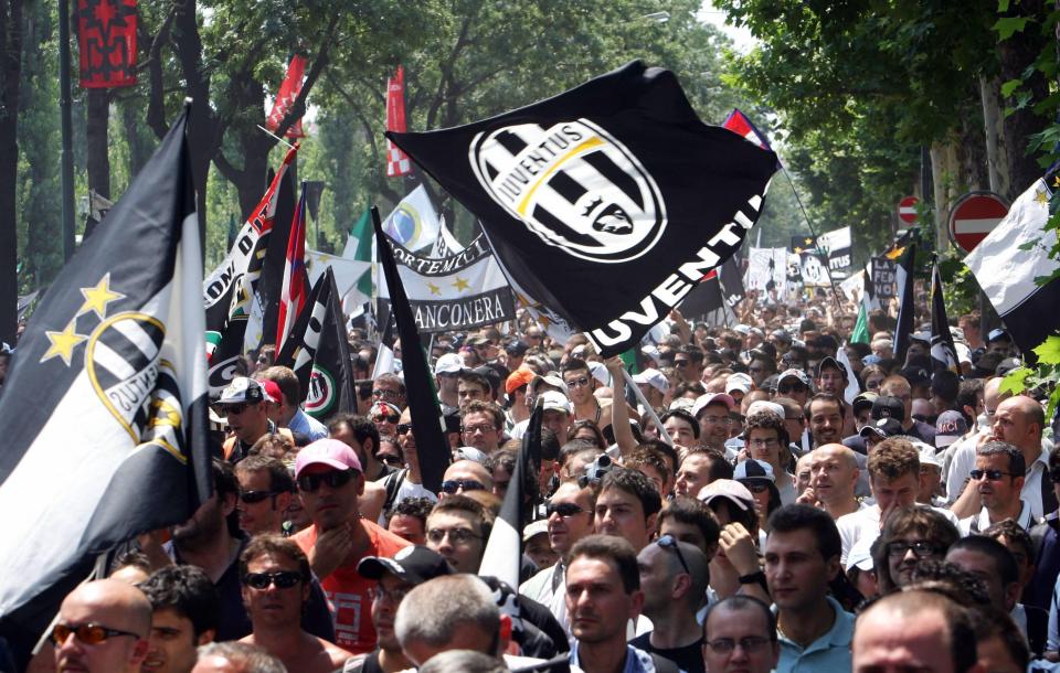  Juventus fans took to the streets to protest the decision to relegate club