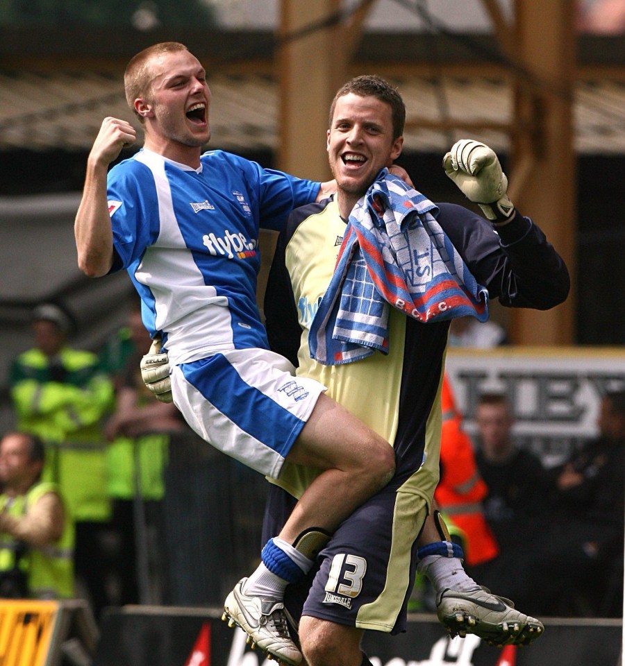 Doyle with Seb Larsson after the keepers penalty save against Wolves in 2007