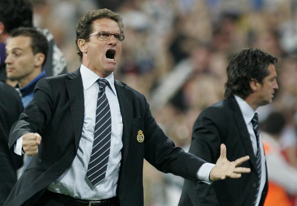  Fabio Capello celebrates as a dramatic late goal seals victory over Espanyol