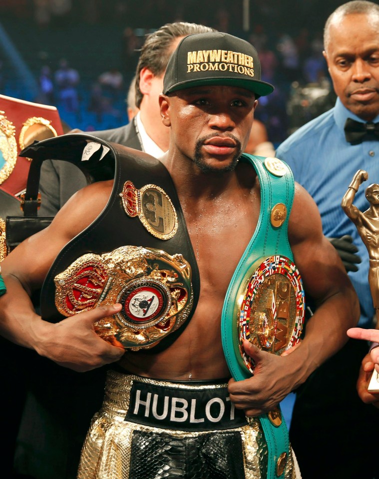 Floyd Mayweather added the WBO welterweight title to the WBC and WBA belts he already owned by beating Manny Pacquiao