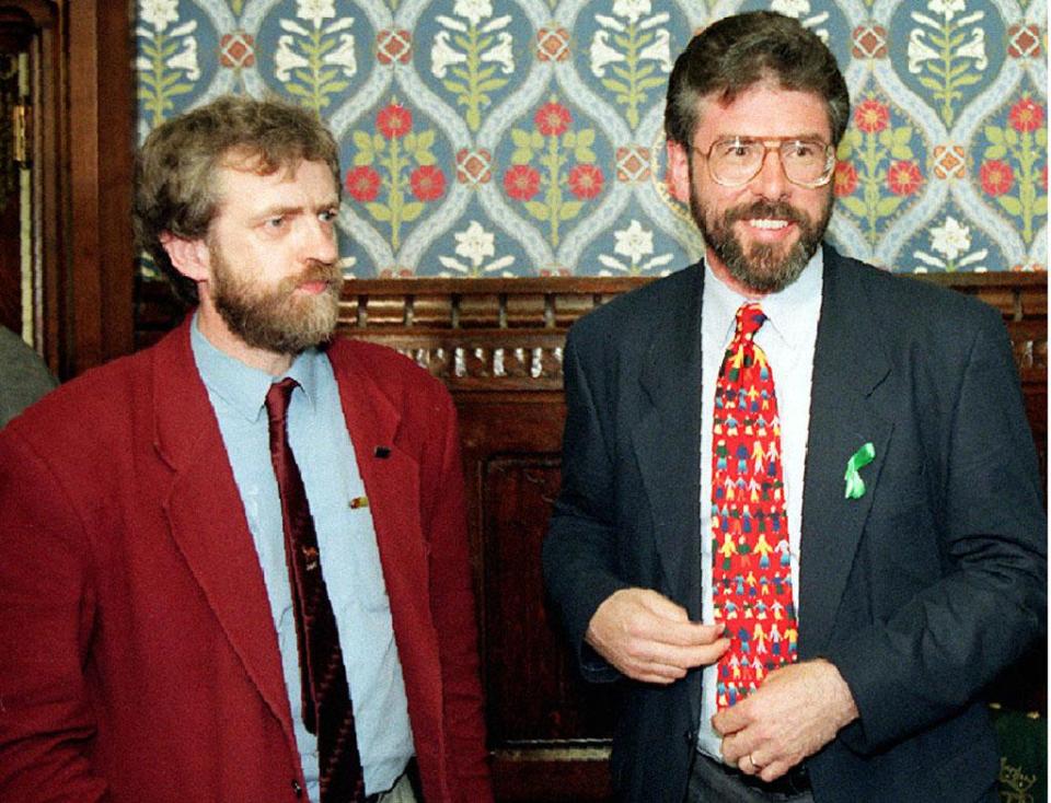  Jeremy Corbyn with Sinn Féin leader Gerry Adams during 1996 House of Commons visit