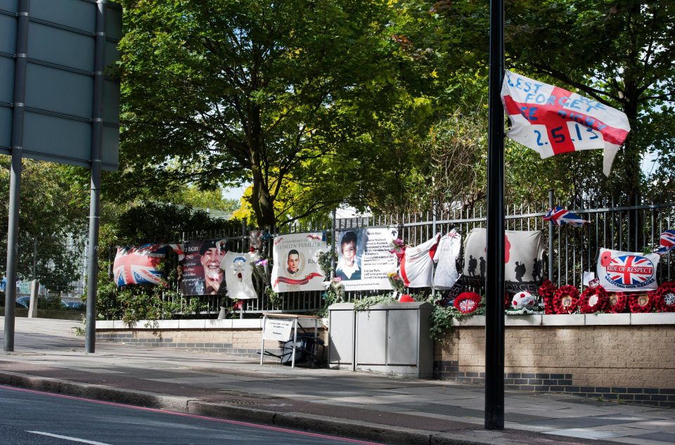  An unofficial memorial to Lee Rigby had grown outside Woolwich Barracks in South East London