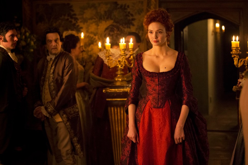 Eleanor looking stunning in red by candlelight in the hit BBC period drama