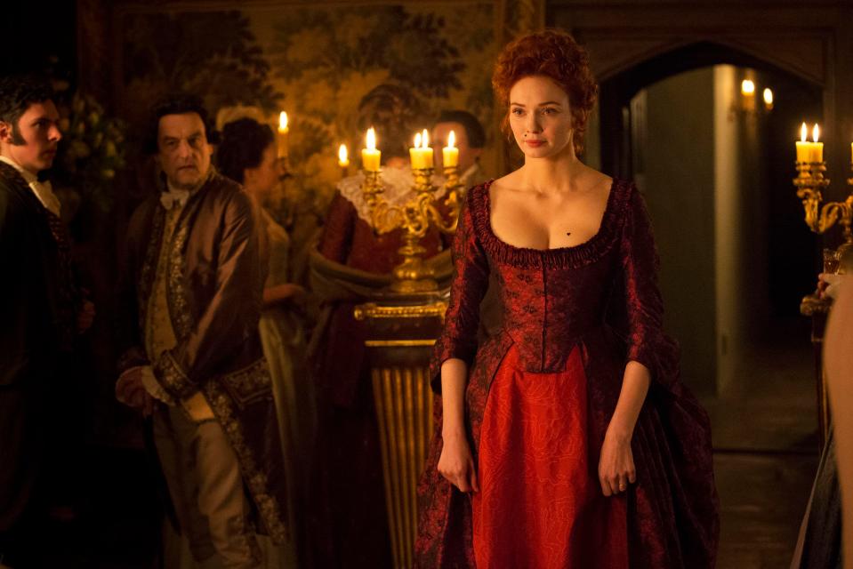  Eleanor looking stunning in red by candlelight in the hit BBC period drama