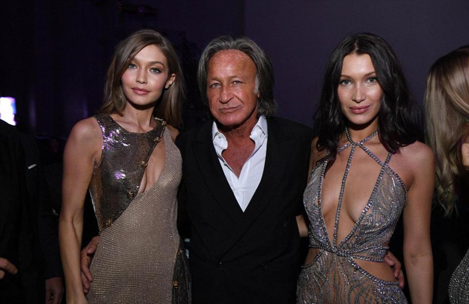  Mohamed Hadid, 68, pictured with his supermodel daughters Gigi (left) and Bella