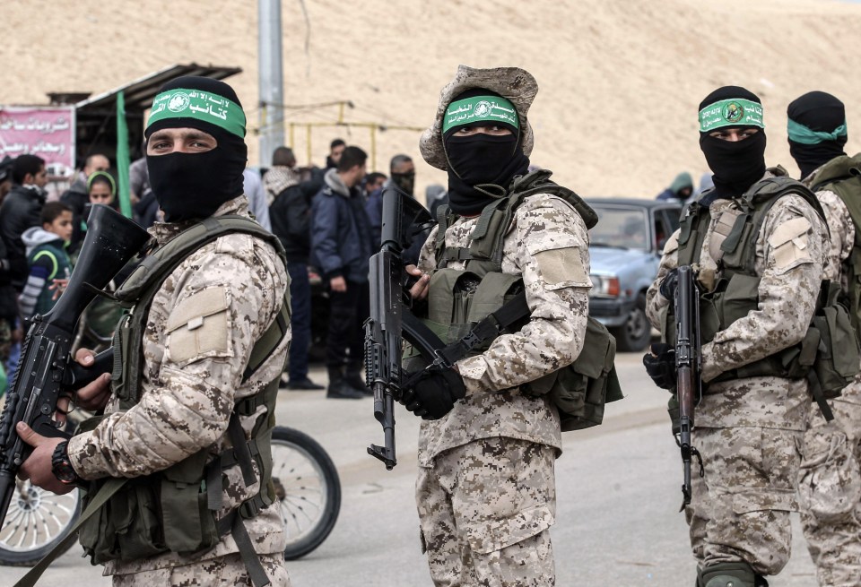 Members of the Ezzedine al-Qassam Brigades, the military wing of the Palestinian Islamist movement Hamas