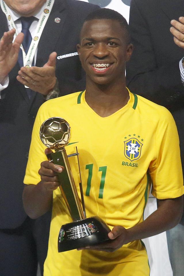  Vinicius Junior with the Best Player trophy at the South American Under 17 tournament in March