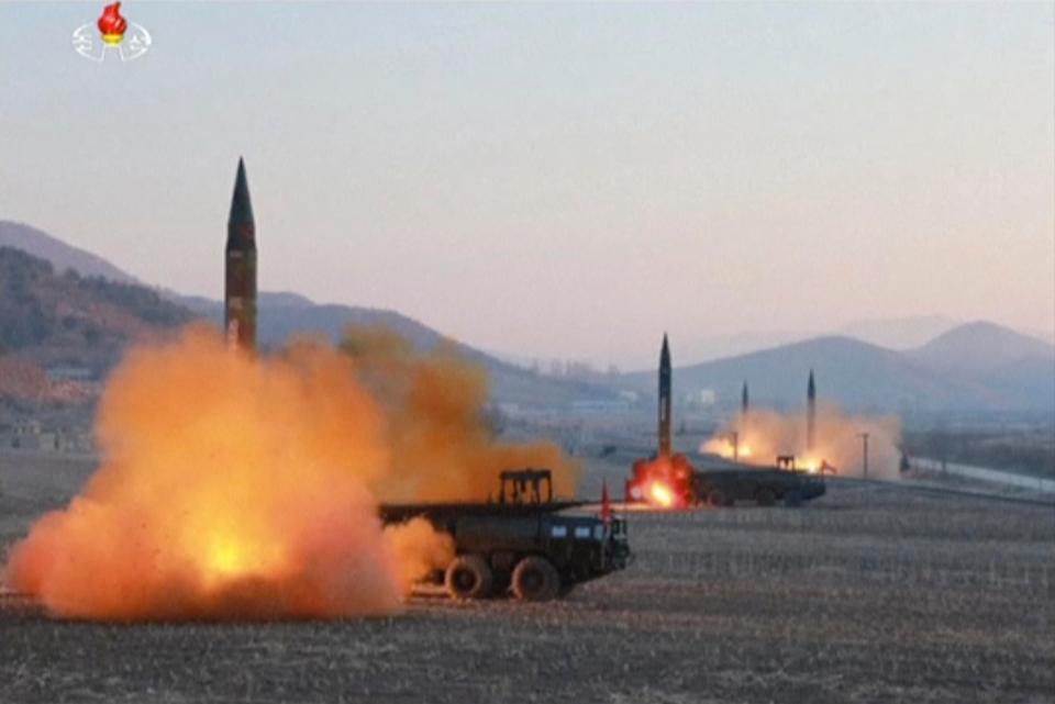  North Korea tested four missiles in an undisclosed location in March this year, pictured