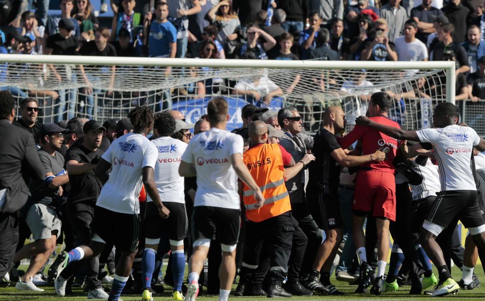  There were scuffles before the game and again at half-time