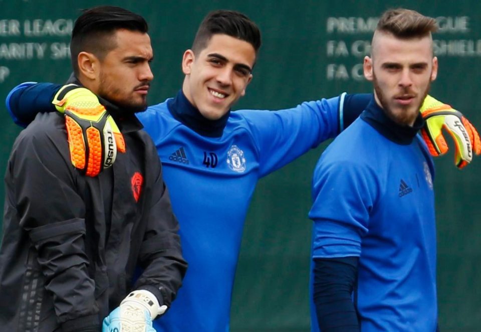  United's Sergio Romero, Joel Pereira and David De Gea