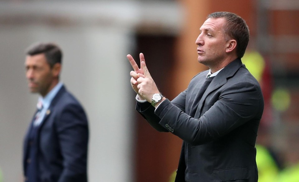 Brendan Rodgers gives out instructions during his team's thrashing of Rangers