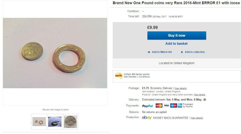  Sellers on eBay have been trying to flog the coins for a few more quid