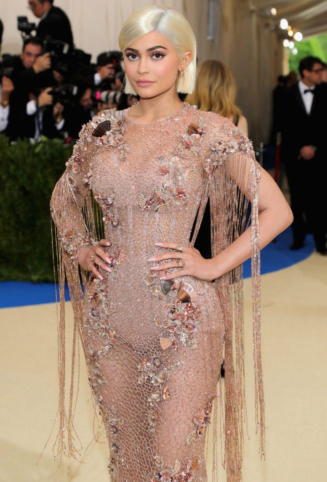  Kylie looked stunning in the skin-coloured number