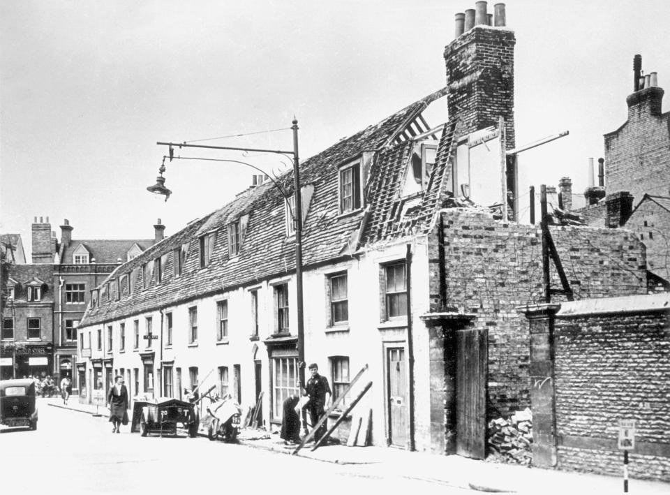  Many old houses were demolished in the 1950s to make way for new housing. Pictured is Emmanuel Street in Cambridge in the early 1950s