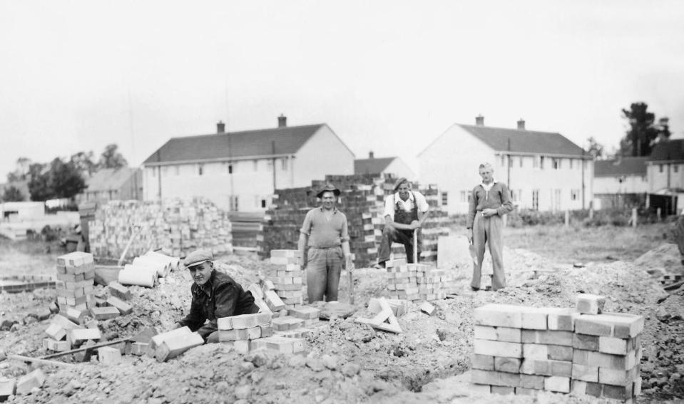  Builders begin laying the foundations for a large estate of council houses in Melbourn, Cambridgeshire