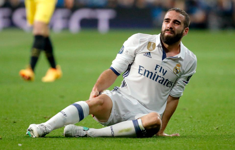  Dani Carvajal pulled up with a hamstring problem and was taken off before half time