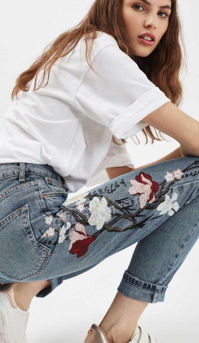  These Topshop high-waisted embroidered jeans have proved so popular they're currently out of stock