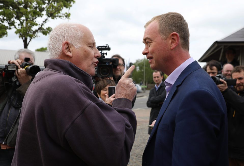  Mr Farron was accosted by the voter this morning