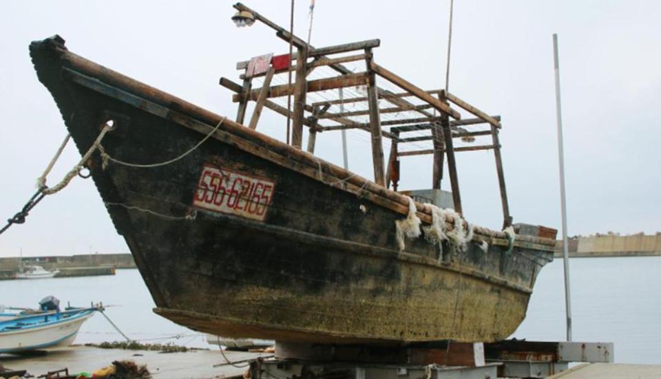  One of the boats found off western Japan - at least 14 boats carrying more than 30 decomposing corpses have turned up since the end of 2016