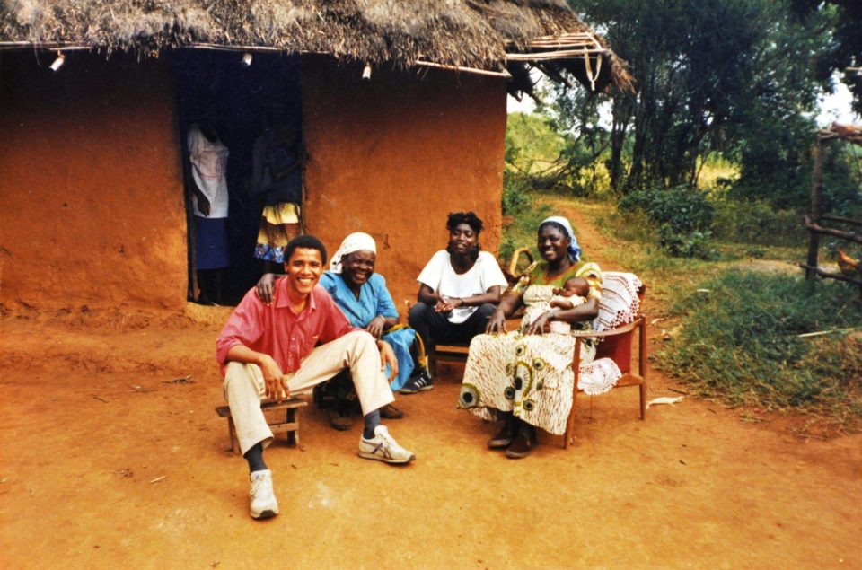  Obama with his grandmother Sarah, sister Auma and stepmother Kezia in Kenya