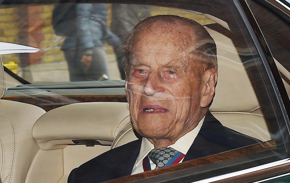  Prince Philip pictured leaving Buckingham Palace today