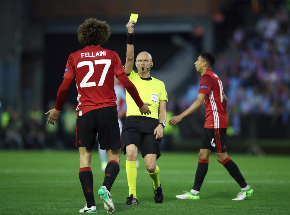  Marouane Fellaini was back in the referees book