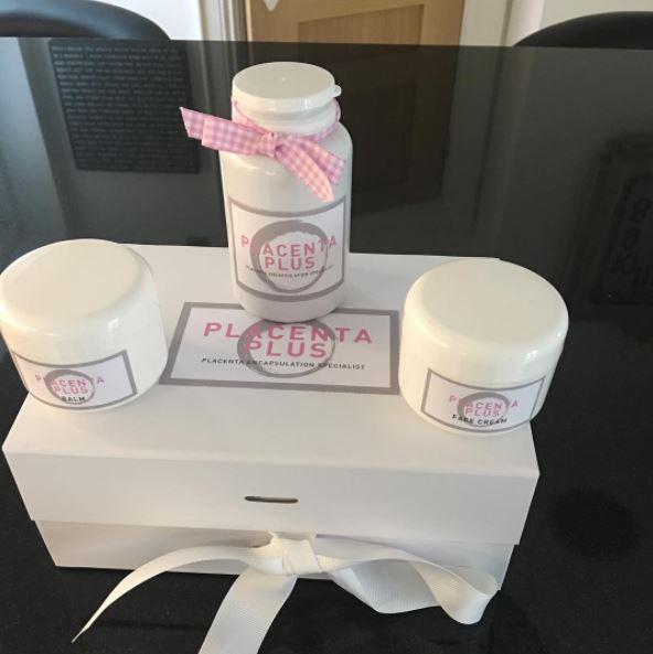  Amy Childs posted a snapshot of her new placenta face cream on her Instagram