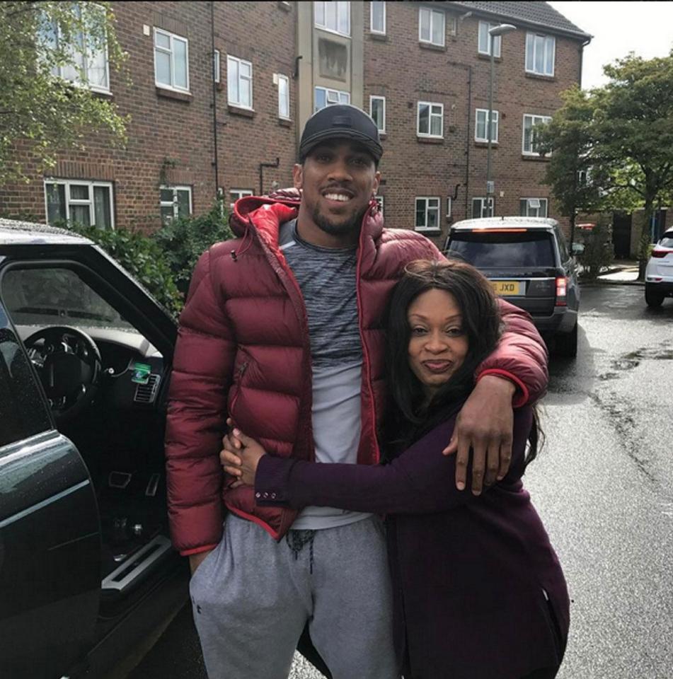  Joshua and his mum Yeta Odusanya, who did not watch his fight at Wembley against Klitschko