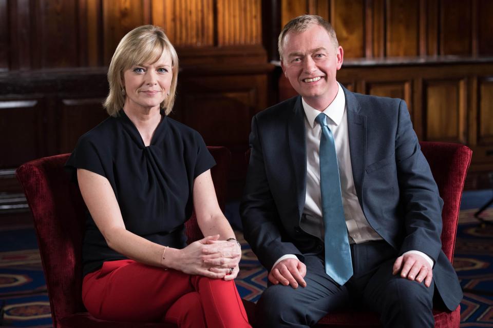  Tim Farron has told ITV's Julie Etchingham he used to have a poster of Margaret Thatcher