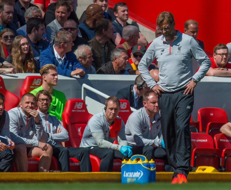  Jurgen Klopp was frustrated on the touchline