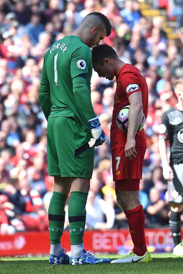  Fraser Forster towered over James Milner before saving his penalty