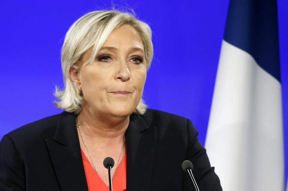  Marine Le Pen makes a statement after being defeated in the second round of the French presidential elections