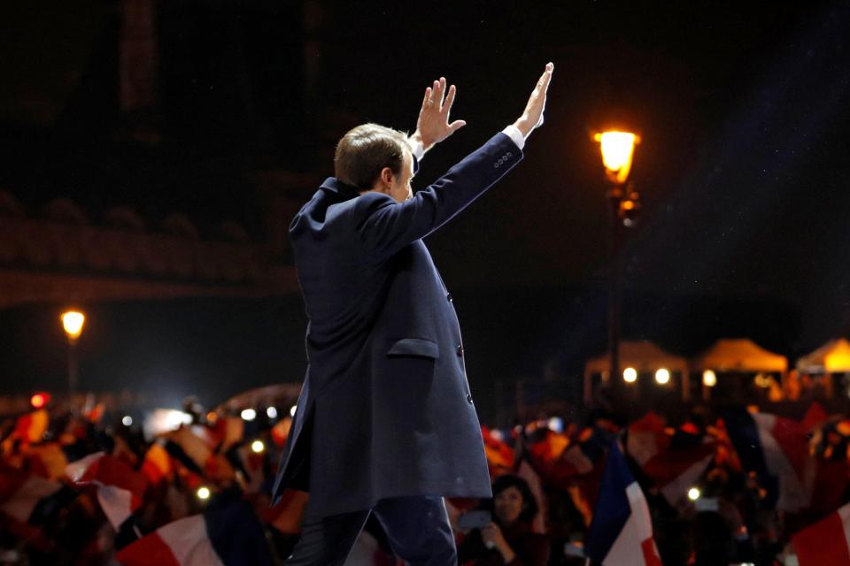  Mr Macron defeated rival Marine Le Pen last night in the final round