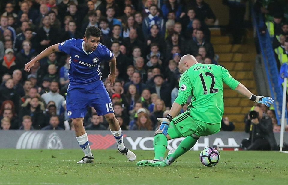  Diego Costa poked the ball underneath Middlesbrough keeper Brad Guzan to put his side into the lead