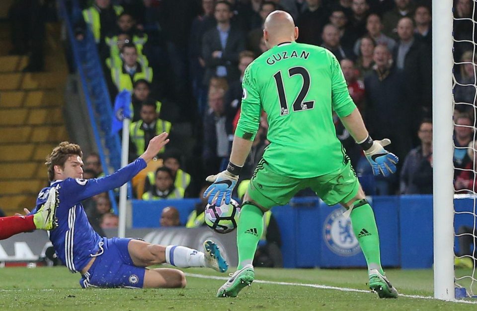  Marcos Alonso then sped to the far post and squeezed the ball past Brad Guzan