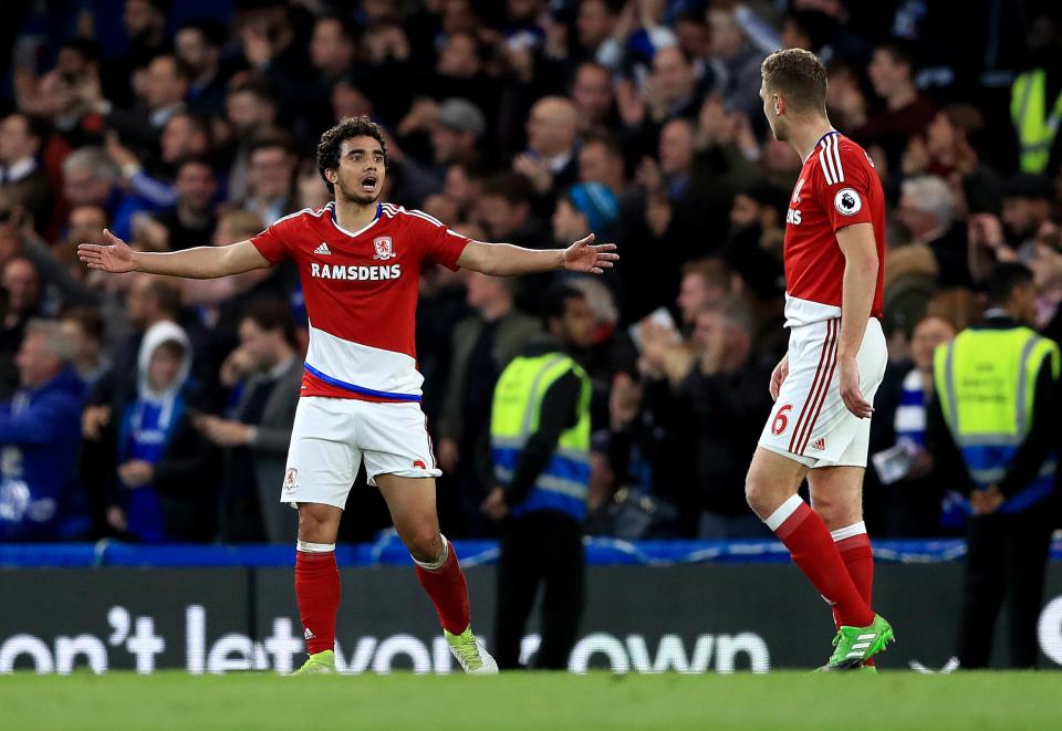  Middlesbrough players showed their frustrations after going 2-0 down at Stamford Bridge