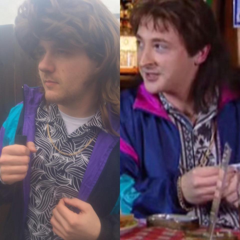  Dayle Temple wore a garish tracksuit and wig to go as Phoenix Nights DJ Ray Von