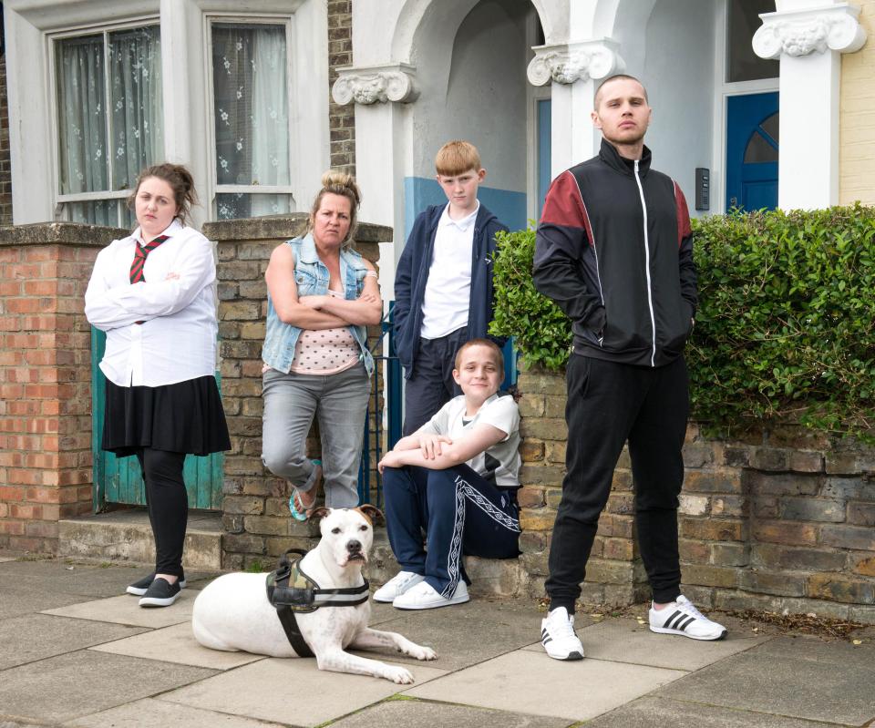  Lorraine (second left) plays mum Karen Taylor alongside co-stars, left to right, Clair Norris, Lorraine Stanley, real-life brothers Tom and Alfie Jacobs, and Danny Walters