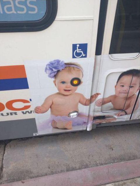 This adorable advert has been ruined by a light on the bus