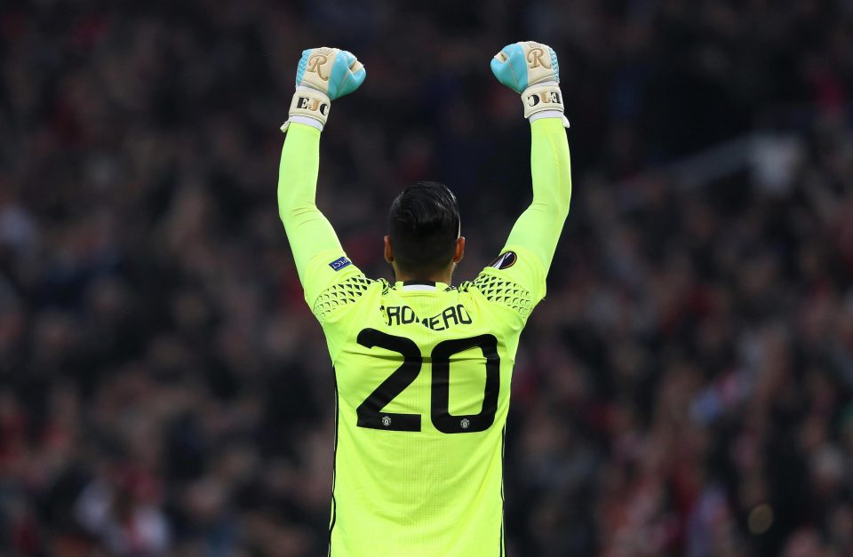  Sergio Romero celebrates after the Red Devills took the lead against Celta Vigo at Old Trafford this week