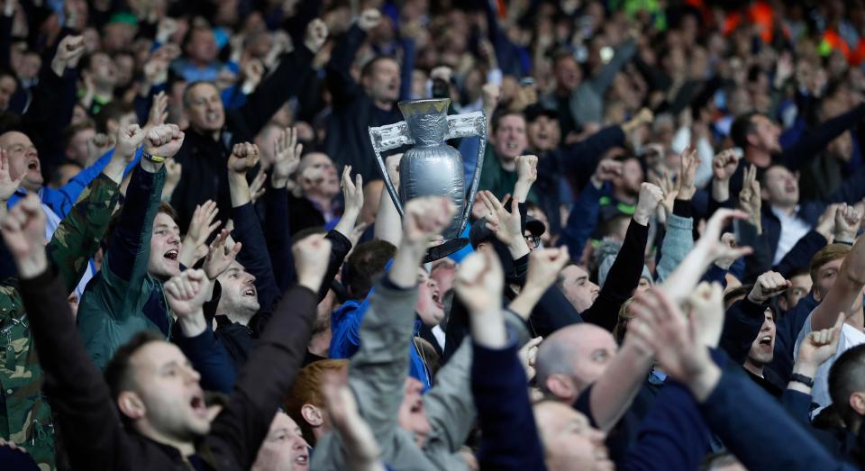  Chelsea fans celebrate in the away end at The Hawthorns