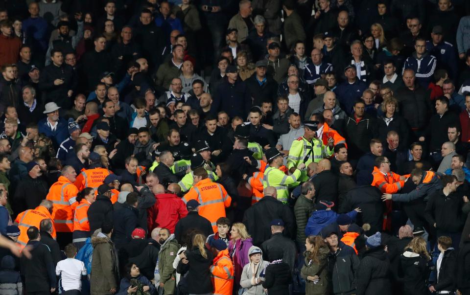  Fighting broke out in the stands after the winner