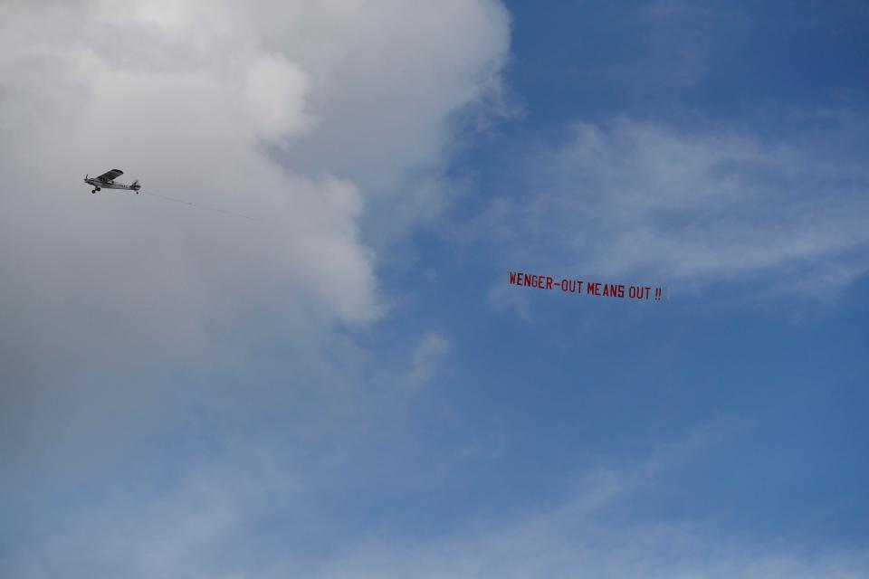  A plane was even chartered to fly the "Wenger Out" message above the stadium in Staffordshire