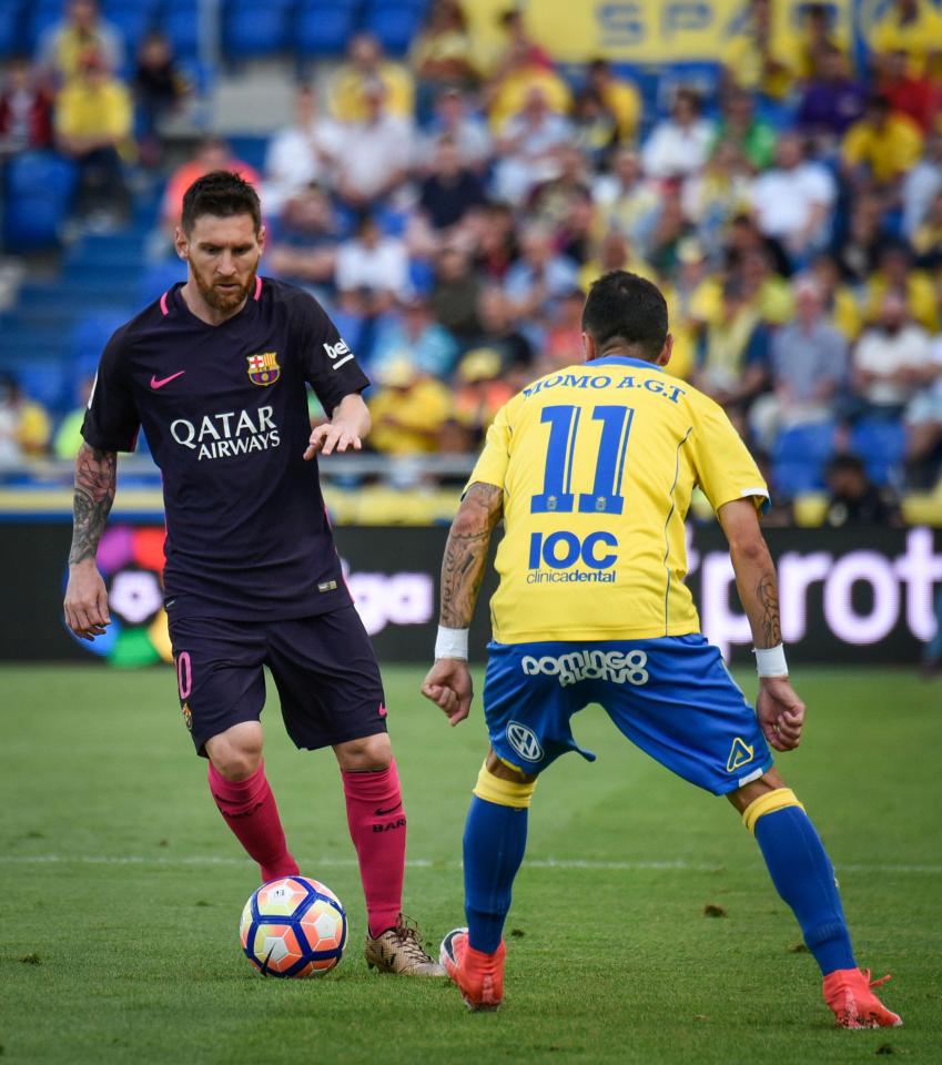  Lionel Messi was unlucky not to have scored in the first half as he missed a header in the fifth minute of the match